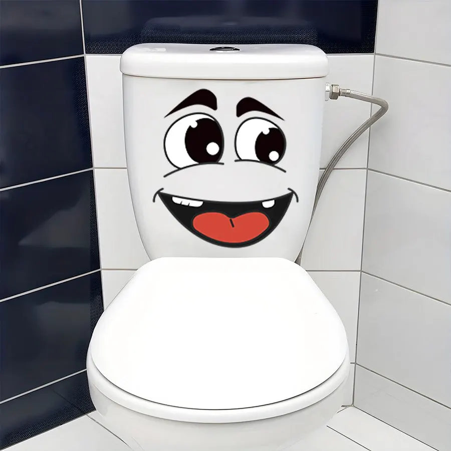 4 sheets/Set Cartoon Face Stickers,Self-Adhesive, Plastic Surface Compatible,Home Decoration Suitable for Trash Can, oilet Decor Beauty World Shop