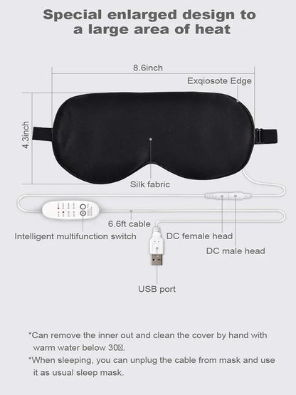 USB Heated Eye Mask Reusable USB Silk Steaming Eye Mask Eye Massager For Sleeping Eye Puffiness Anti Dark Circle Patch Eye Care Beauty World Shop