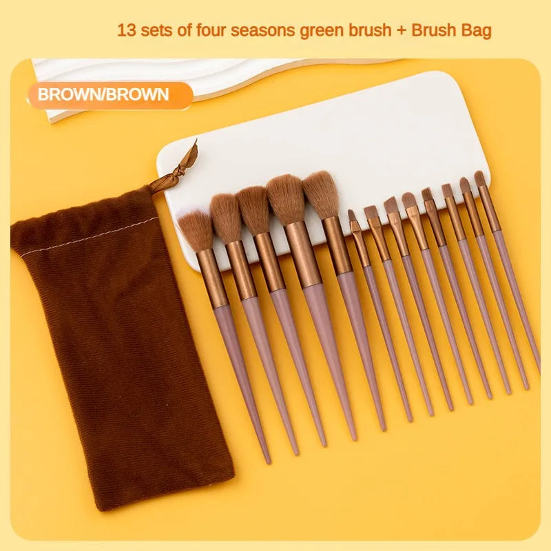 13purpleflower holly leaf makeup brush suit soft hair face powder highlight blush brush eye shadow brush full set of beauty tool Beauty Fashion