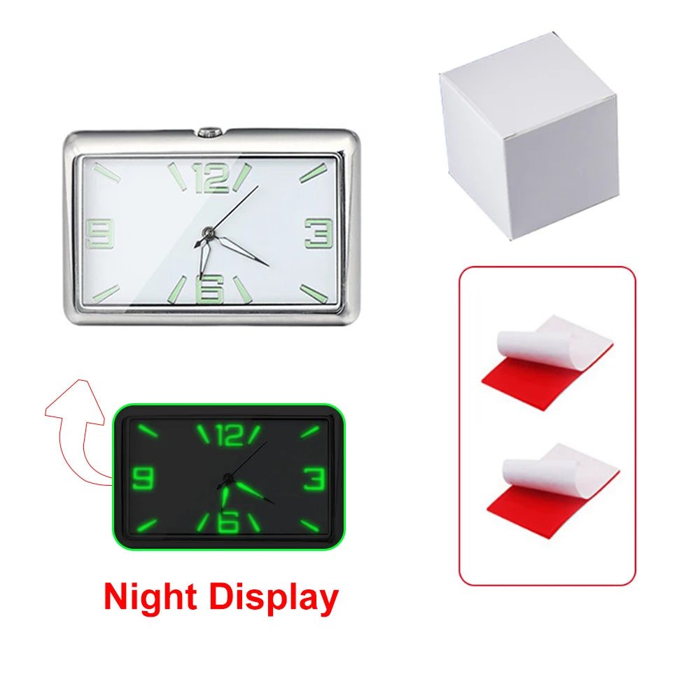 Auto Fashion Square Watch Car Clock Interior Decoration Self-adhesive Electronic Vent Clip Watch Automobile Quartz Clock Beauty World Shop