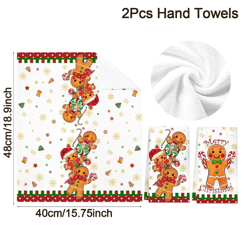 2pcs Christmas Kitchen Towels Buffalo Plaid Xmas Hand Towels Christmas Decorations for Home 2025 Navidad Noel Dish Towels Gifts Beauty World Shop