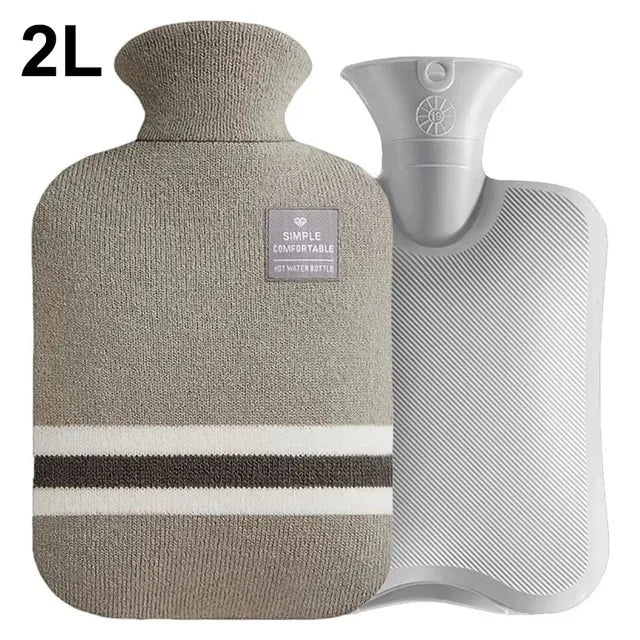 Hot Water Bottle with Knitted Cover Durable 1L/2L Hot Water Bag for Pain Relief Hot Cold Therapy Hand Feet Warmer Women Gifts Beauty World Shop