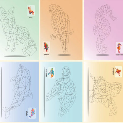 3D Geometric Heteroideus Animal Puzzle Stickers Puzzle Stress Relieving Block Drawing DIY Stickers Basic /Advanced Version/2PCS Beauty World Shop