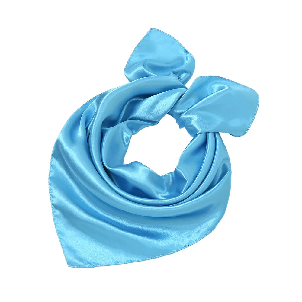 Women New Plain Satin Solid Color 60x60cm Square Scarf Girl Simulation Silk Performance Small Scarves Best Party Gift Beauty World Shop