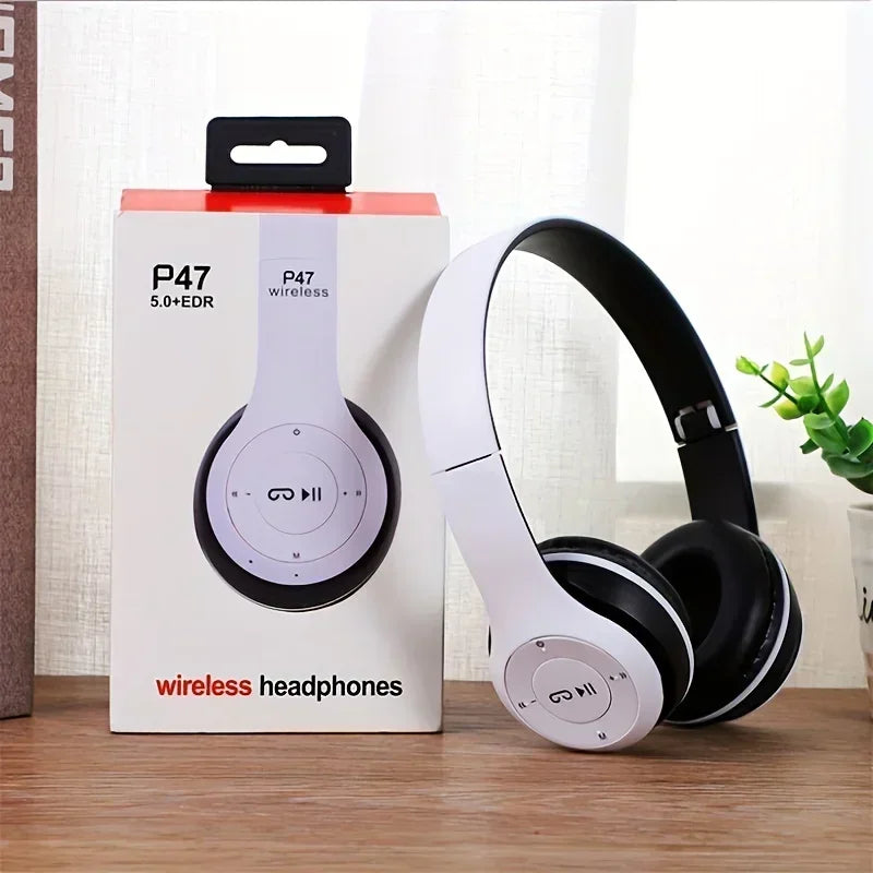 Bluetooth 50 Wireless Headphones Foldable HIFI Stereo Bass with Mic USB Adapter for iPhone Gaming Beauty World Shop