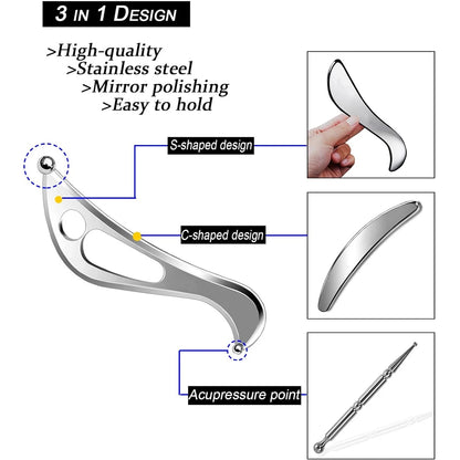 Stainless Steel Muscle Scraper Massage Tools Set,Gua Sha IASTM Tool for deep Tissue Scraping, myofascial Release Tool Beauty World Shop