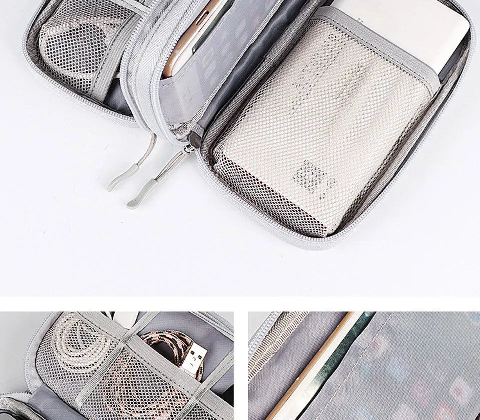 Data Cable Storage Bag Waterproof Portable Carry Case  Storage Bag Travel Organizer Bag for Cable Cord USB Charger Beauty World Shop