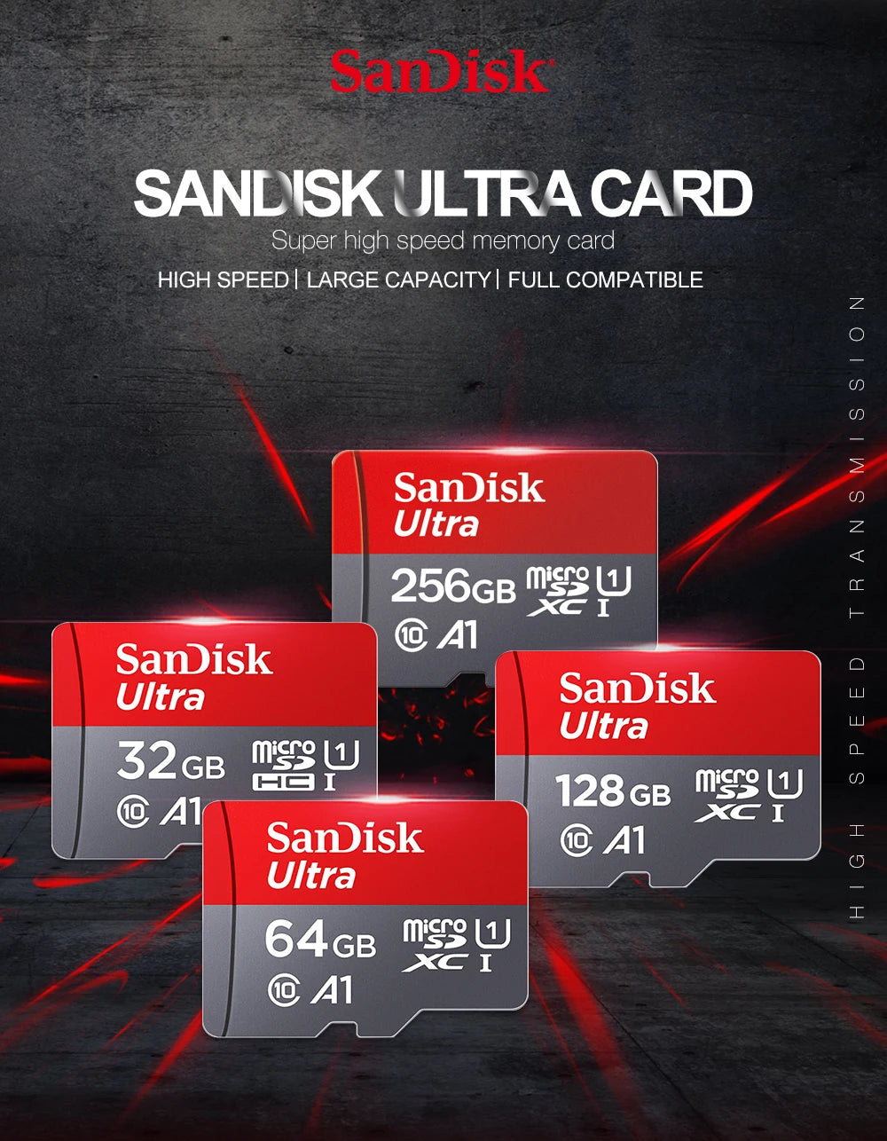 Original Sandisk Memory Card 256GB 128GB 64GB 32GB TF micro sd card Class 10 UHS-1 flash card Memory Microsd for Samrtphone PC Beauty World Shop