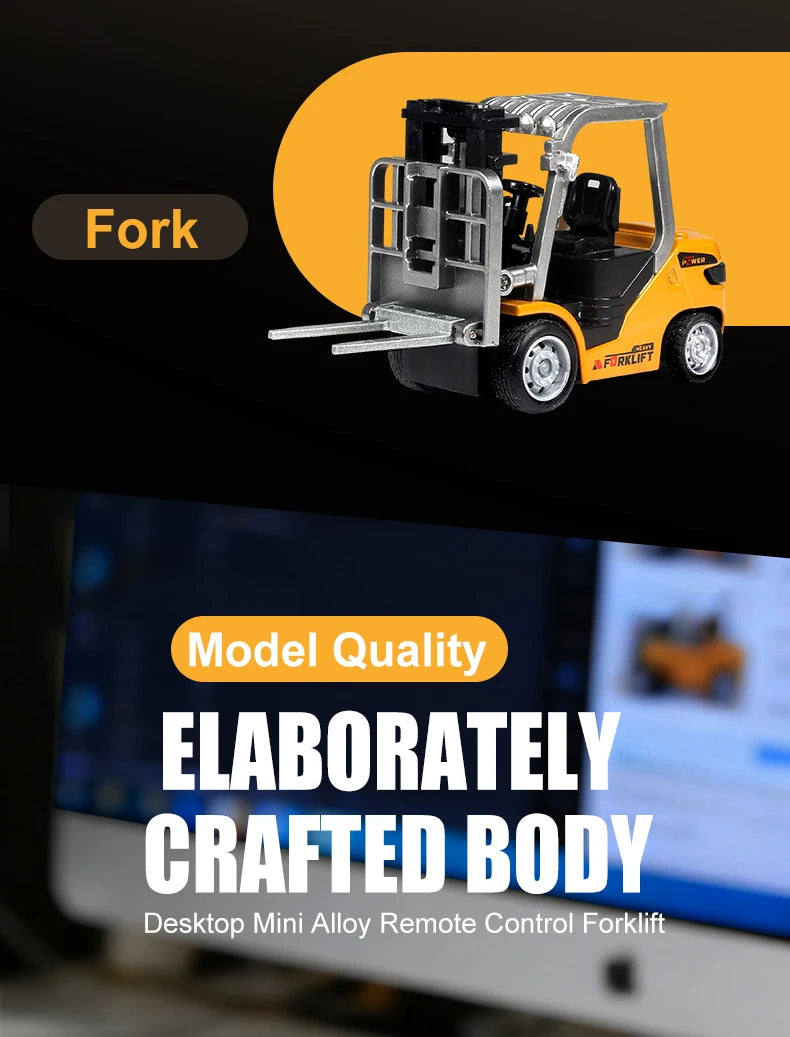 ZWN 1:64 RC Model Car 2.4G Remote Control Excavator Dump Truck Forklift Alloy Plastic Simulation Construction Vehicle Kids Toy Beauty World Shop