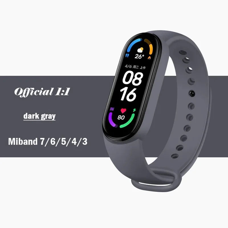 official Silicone Strap For Xiaomi Mi Band 4 5 6 7 Bracelet Sport Watch Wristband Miband4 miband7 Correa Mi band 3 4 5 6 7 Band Beauty Fashion