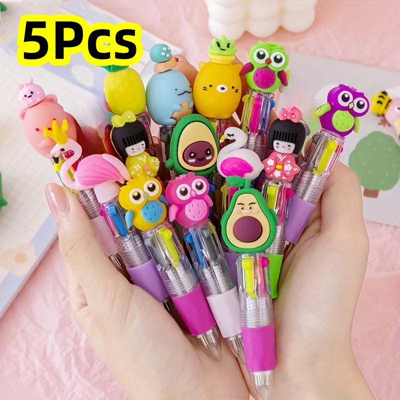 5-20Pcs/Lot Cute Cartoon 4 Color Mini Ballpoint Pen KawaiiUnicorn Flamingo Retractable Stationery Gift SchooOoffice Supplies Beauty World Shop