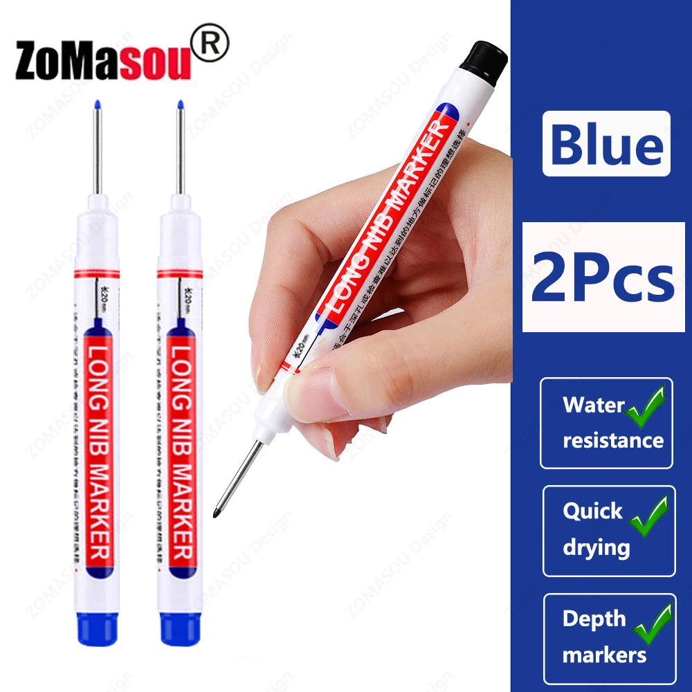 1-100Pcs 2cm Waterproof Long Head Markers Deep Hole Marker Pen for Metal Carpenter Red/Black/Blue/Green Ink Woodworking Tools Beauty World Shop