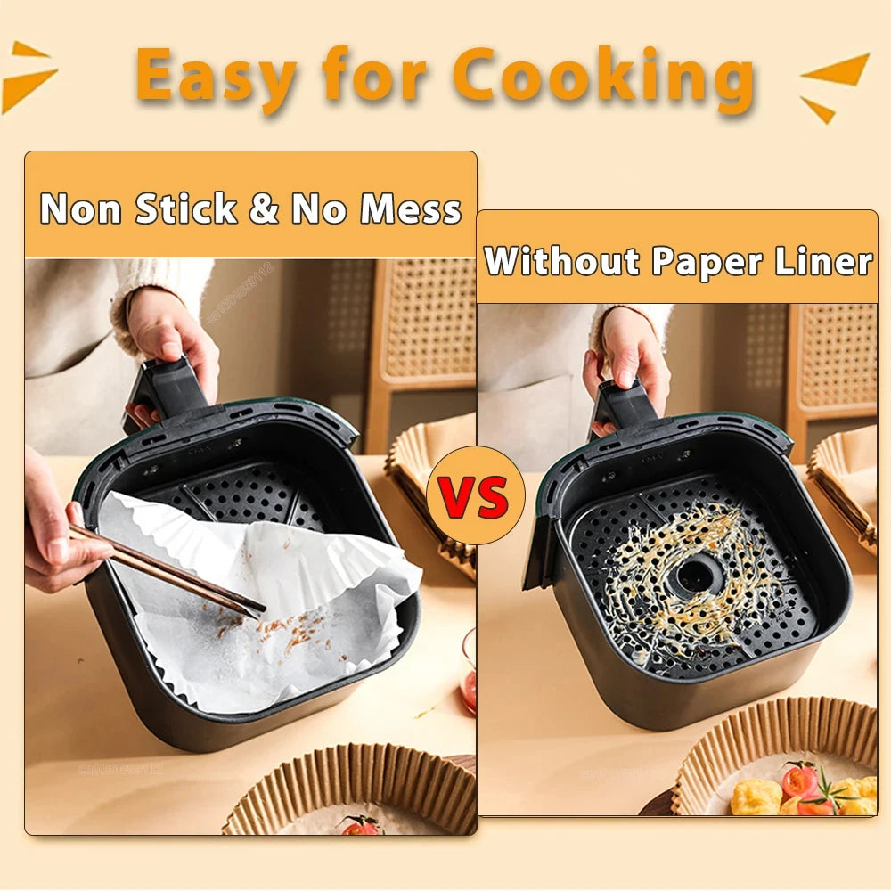 50/100Pcs Air Fryer Disposable Paper Non-Stick Airfryer Baking Papers Round Air-Fryer Paper Liners Paper Kitchen Accessories Beauty World Shop