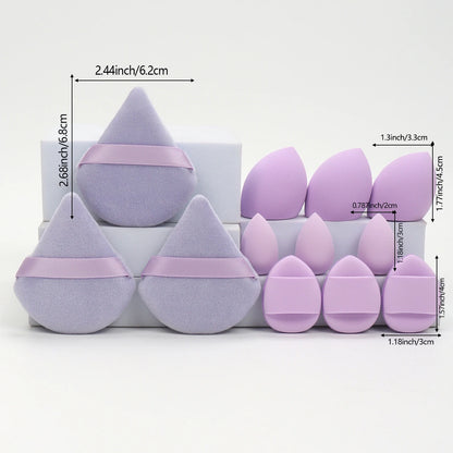 12-Piece All-Purpose Makeup Sponge Set, Made of 3 Loose Powder Puffs, 3 Mini Air Cushion Puffs, 3 Beauty Eggs and 3 Mini Beauty Beauty World Shop