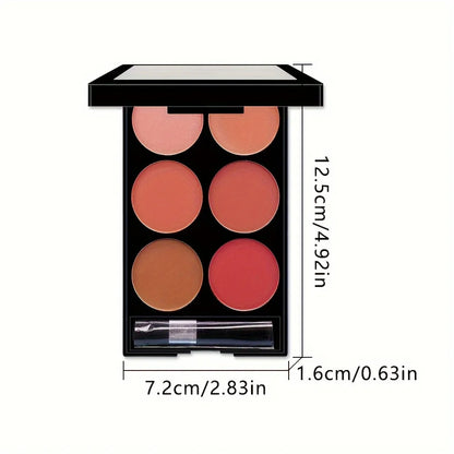 6-Color Blush and Contouring All-in-One Palette, Pearlescent Matte Powder Makeup Palette Beauty World Shop