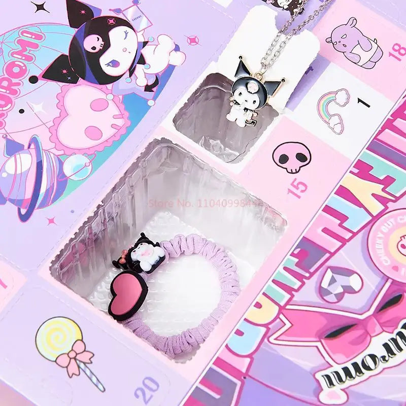Cute Kuromi Cinnamoroll Melody Christmas Advent Calendar Kawaii Random Figure Ornament Anime Cartoon Keychain Kids Toy Gift Beauty World Shop