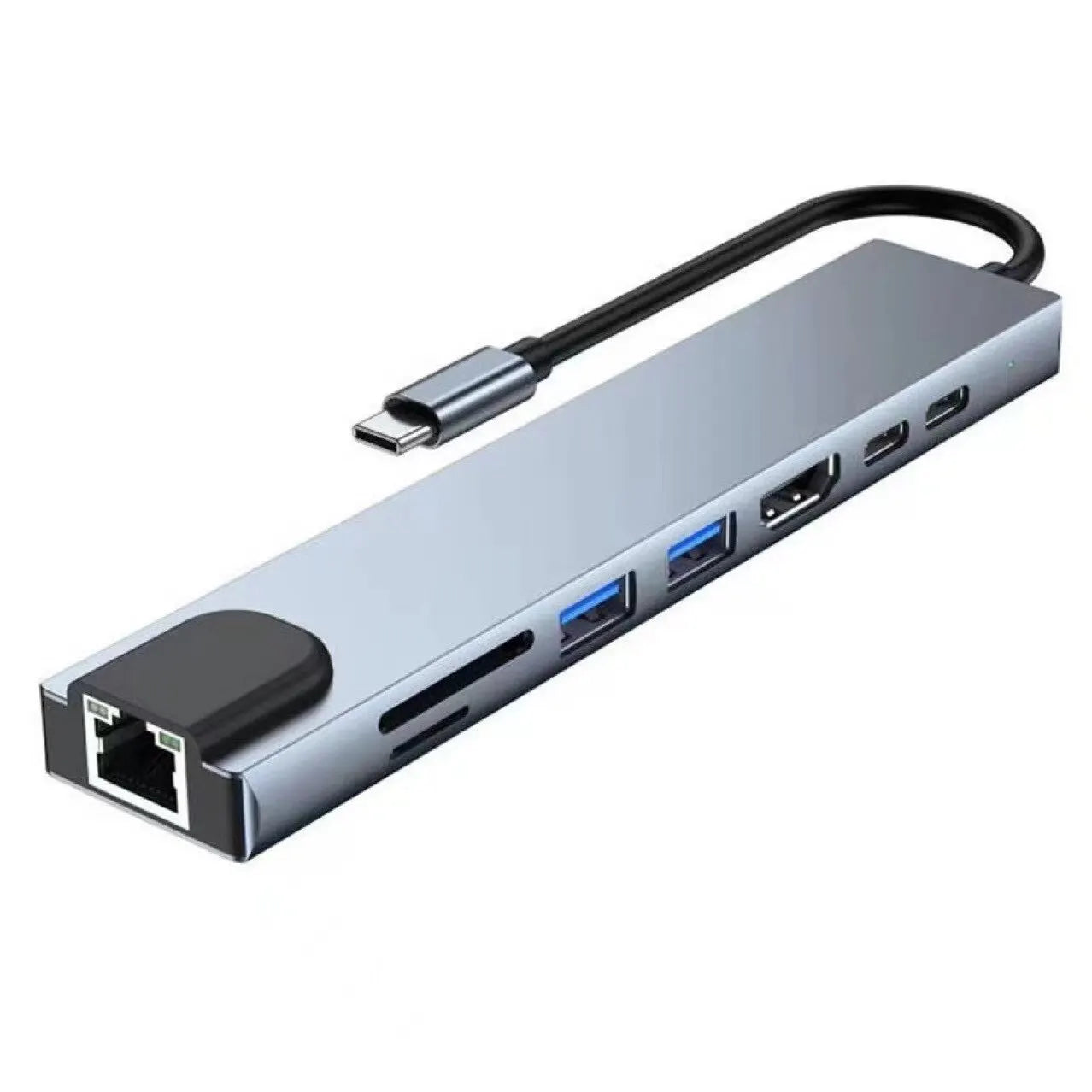 Usb 8 In 1 Type C 3 1 To 4k HdTV Hub Adapter With Sd Tf Rj45 Card Reader Pd Fast Charge For Macbook Notebook Computer Beauty World Shop