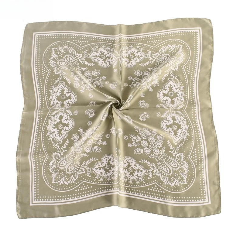 68cm Paisley Small Cashew Flower Scarf for Women Spring and Summer Thin Satin Square Scarf Retro Versatile Headscarf Shawl Beauty World Shop