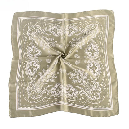 68cm Paisley Small Cashew Flower Scarf for Women Spring and Summer Thin Satin Square Scarf Retro Versatile Headscarf Shawl Beauty World Shop