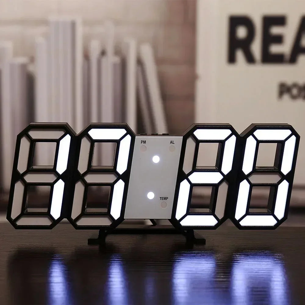3D LED Digital Clock Wall Decoration Glow Night Mode Decoration for Bedroom Adjustable Electronic Watch Room Decor Aesthetics Beauty World Shop