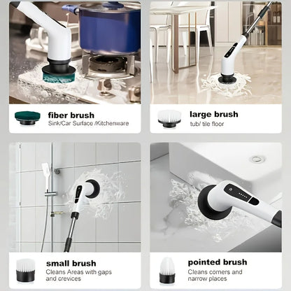 9 in 1 Multifunctional Handheld Electric Cleaning Brush With Telescopic Function, Bathroom Floor And Kitchen Cleaning Tool Beauty World Shop