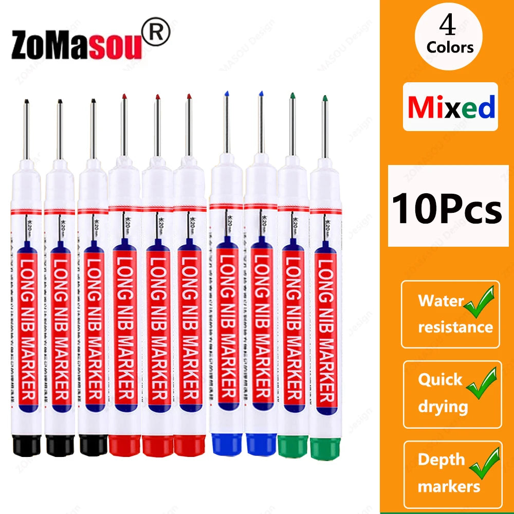 1-100Pcs 2cm Waterproof Long Head Markers Deep Hole Marker Pen for Metal Carpenter Red/Black/Blue/Green Ink Woodworking Tools Beauty World Shop