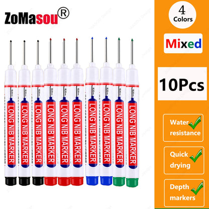 1-100Pcs 2cm Waterproof Long Head Markers Deep Hole Marker Pen for Metal Carpenter Red/Black/Blue/Green Ink Woodworking Tools Beauty World Shop