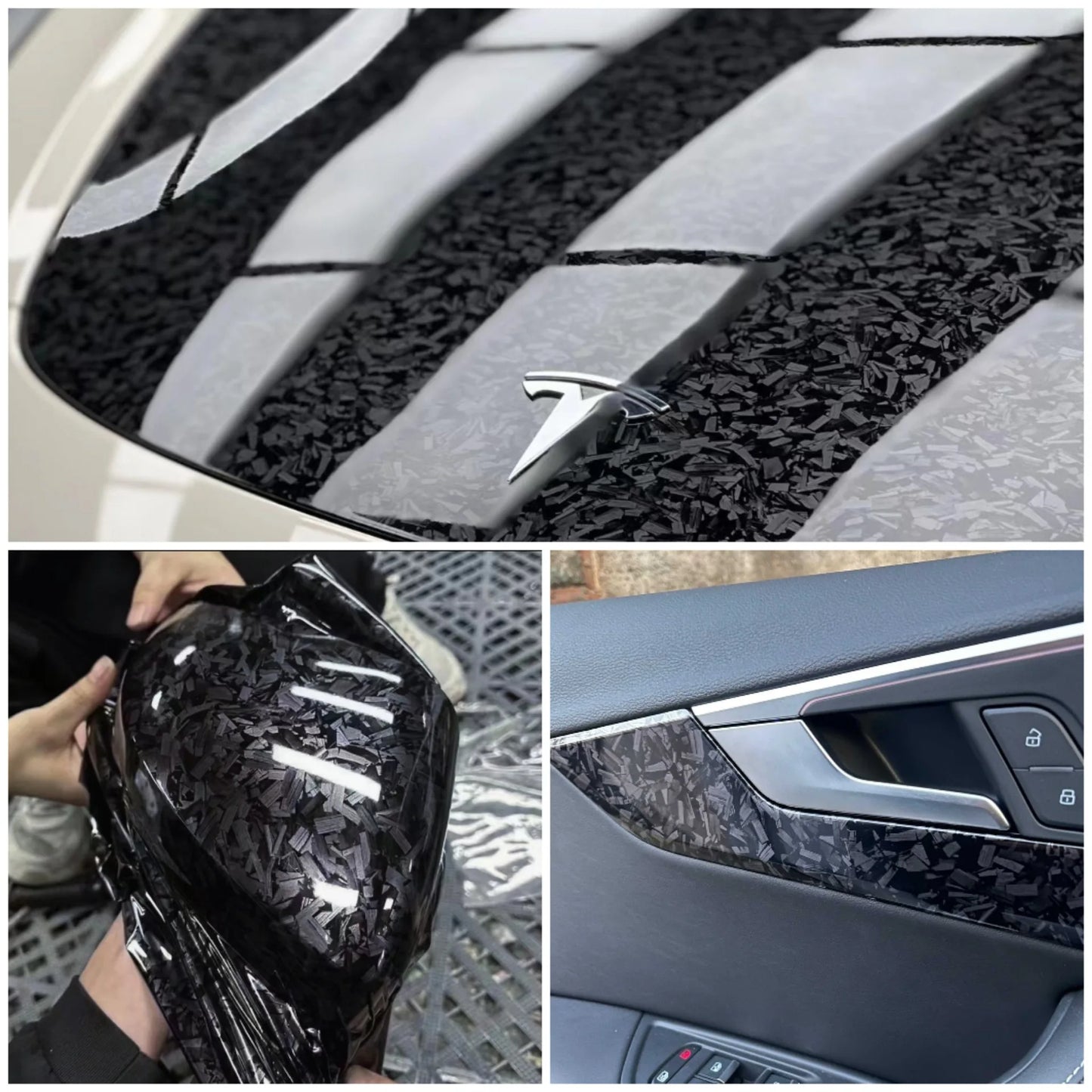 Black Forged Carbon Fiber Vinyl Wrap Cosmic Hex Carbon Car Wrapping Film For Interior & Exterior Vehicle Motorcycle Beauty World Shop