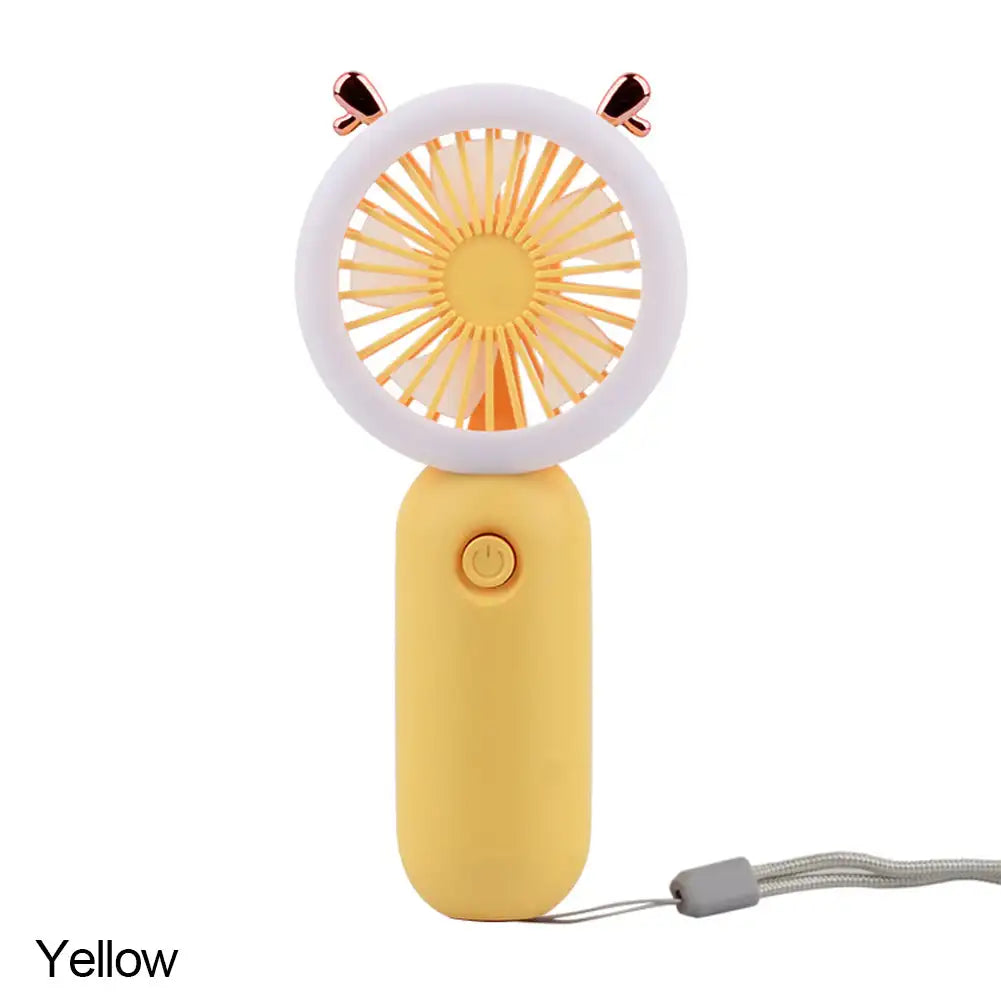USB Handheld Mini Fan Foldable Portable Neck Hanging Fans 3 Speed USB Rechargeable Fan With LED Small Night Light Summer Gifts