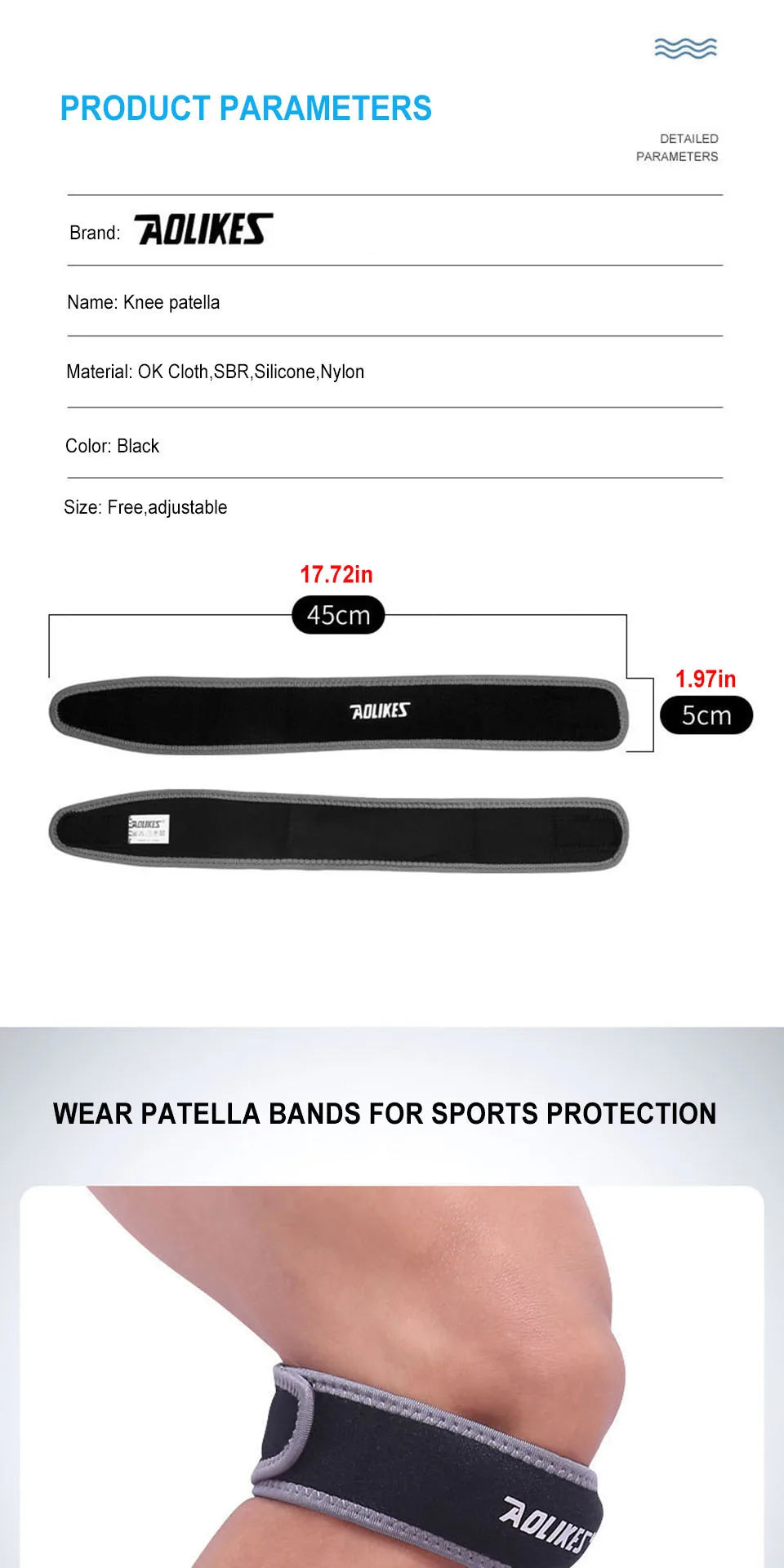 AOLIKES 1PCS Knee Braces for Knee Pain,Patella Knee Support Strap,Adjustable Patellar Tendon Stabilizer Band for Basketball Beauty World Shop
