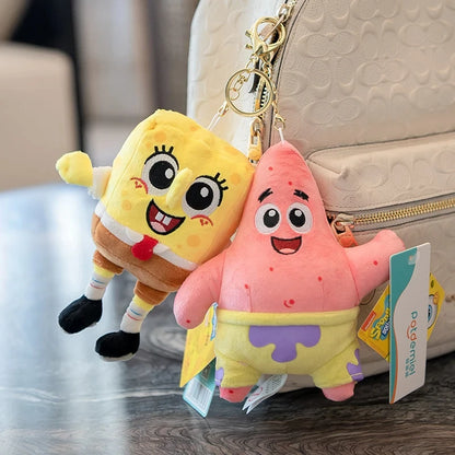 Kawaii Cartoon Spongebob Patrick Star Plush Toy Keychain Stitch Creative Gary Backpack Pendant Squidward Tentacles Friends Gifts Beauty World Shop