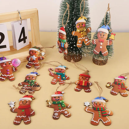 12/24pcs Christmas Gingerbread Man Ornaments Xmas Tree Wooden Hanging Pendants 2026 New Year Party Home Decoration Kids DIY GIft Beauty World Shop