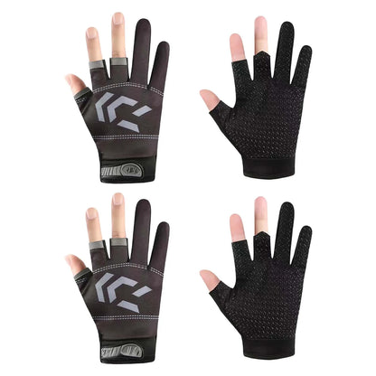 1/2 pair Fishing Gloves Sun Protection 3 Cut Fingers Anti-Slip Breathable Fishing Gloves Suitable for Outdoor Activities Beauty World Shop