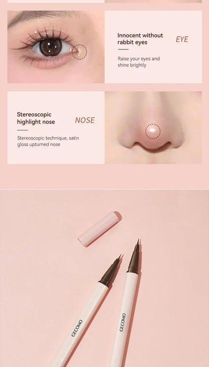 GECOMO 3D star eye double head silkworm pen, keep makeup lasting, waterproof and not easy to stain, brighten Beauty Trend Shop