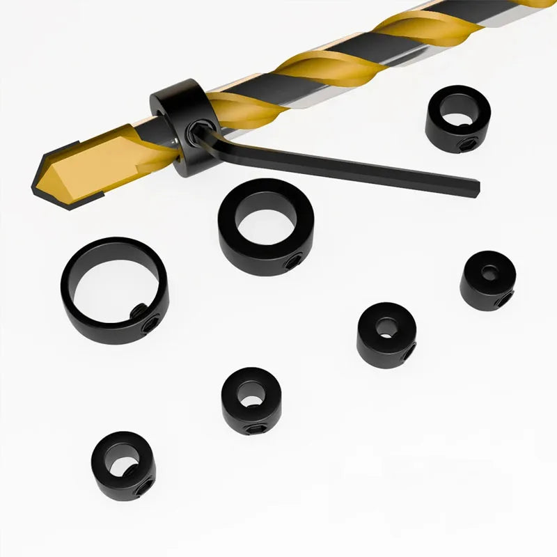 Drill Stoper Collar Set Stop Bit Ring Shaft Limit Metric Lock Steel Press Depth Ajustable Positioner Hole Guide Woodwork Tool Beauty World Shop