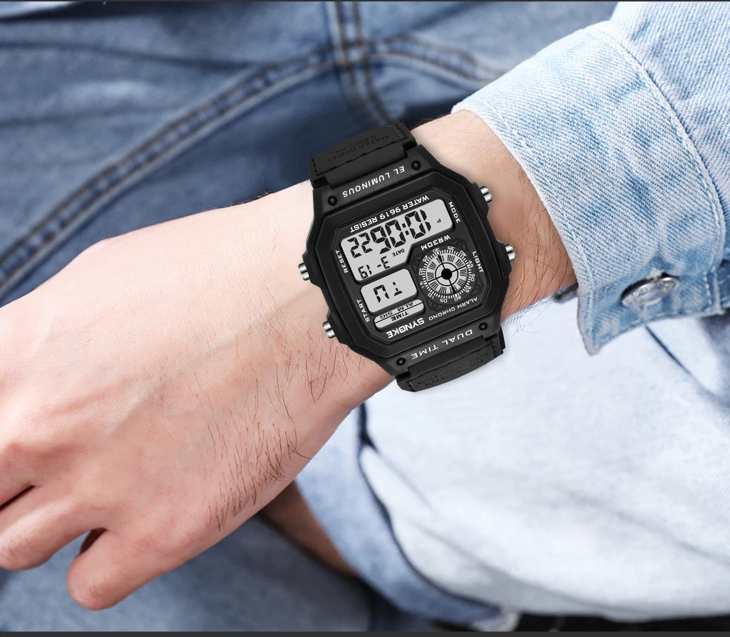 Synoke Outdoor Military Digital Watch For Men Fashion Retro Nylon Canvas Strap Sports Waterproof Watch Multifunctional Luminous Beauty World Shop