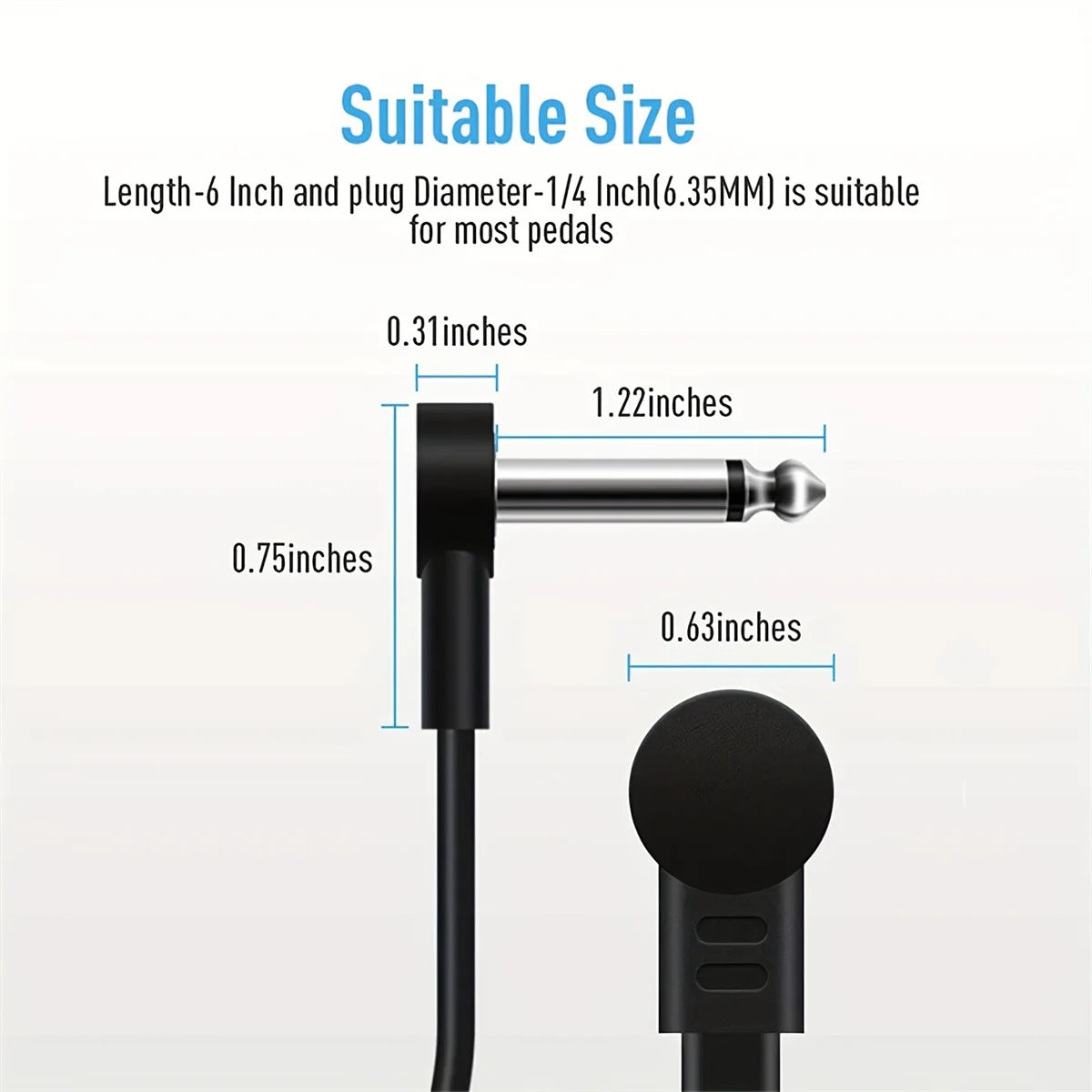 Miwayer Guitar Effect Pedal Flat Patch Cables 5 Inch Length with 1/4 Inch Right Angle Connectors Patch Cable Kit 1 Packs Beauty World Shop