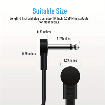 Miwayer Guitar Effect Pedal Flat Patch Cables 5 Inch Length with 1/4 Inch Right Angle Connectors Patch Cable Kit 1 Packs Beauty World Shop