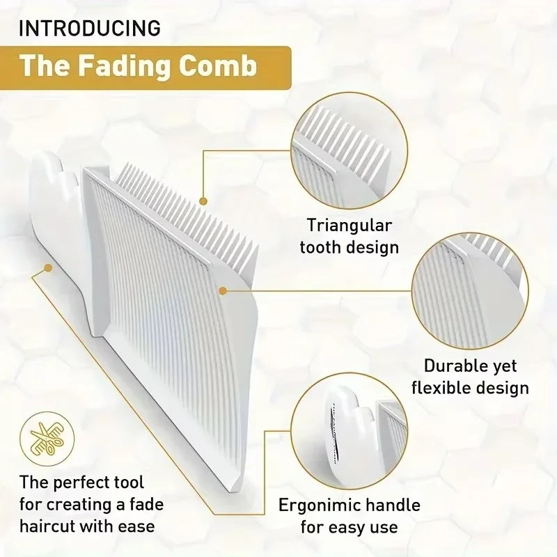 2Pcs Fading Comb Professional Barber Clipper Blending Flat Top Hair Cutting Comb For Men Heat Resistant Comb Salon Styling Tool Beauty World Shop