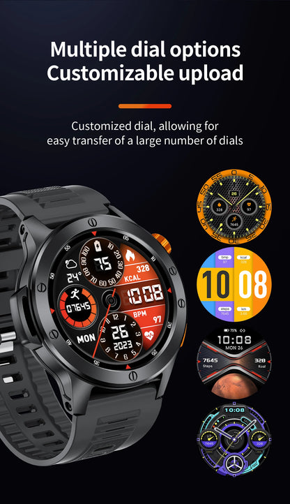 LIGE Fashion Smart Watch Men Voice Assistant Bluetooth Call Heart Rate Monitoring IP68 Waterproof LED Flashlight Men SmartWatch