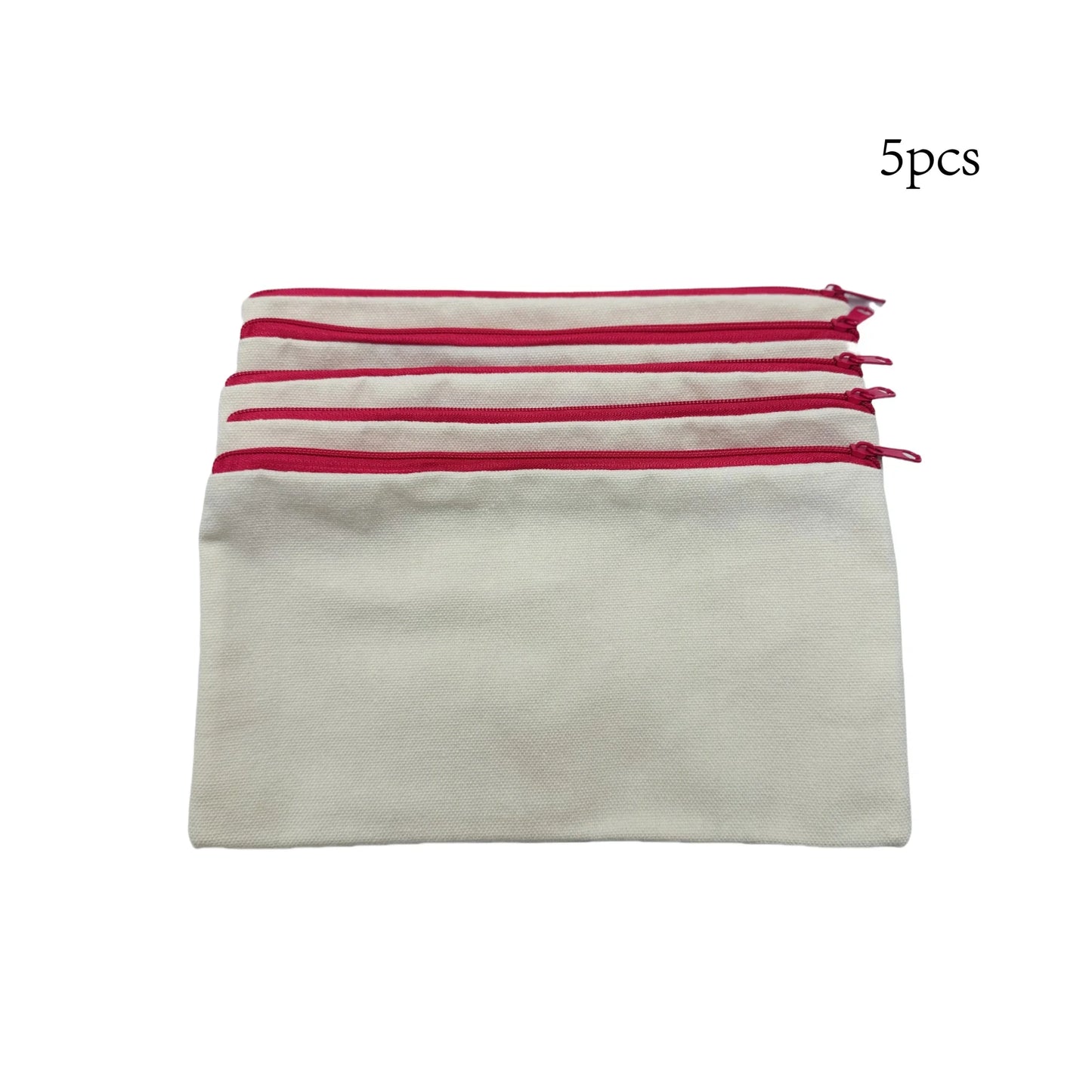 5pcs Blank Canvas Zipper Pouch Bulk, Makeup Bag Pencil Case For Cosmetic & DIY Crafts, Independence Day Beauty World Shop