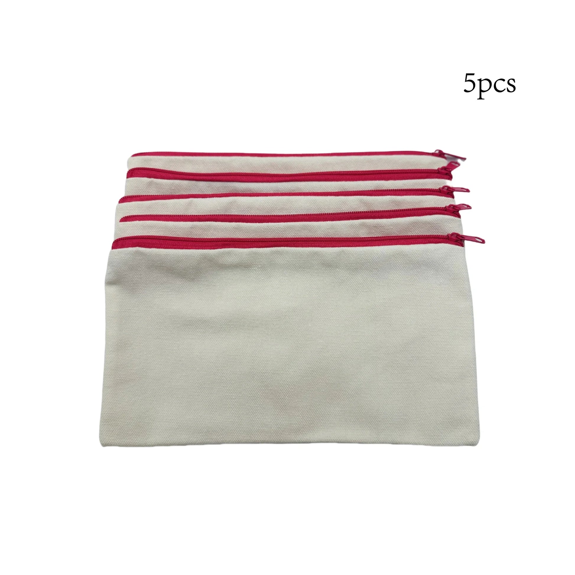5pcs Blank Canvas Zipper Pouch Bulk, Makeup Bag Pencil Case For Cosmetic & DIY Crafts, Independence Day Beauty World Shop