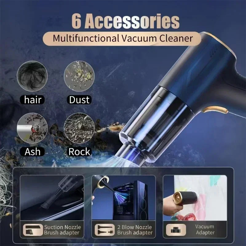 CENRR 98000PA Powerful Mini Car Vacuum Cleaner Cordless Wireless Car Cleaner HandHeld Portable Vacuum Cleaner Air Gun Beauty World Shop