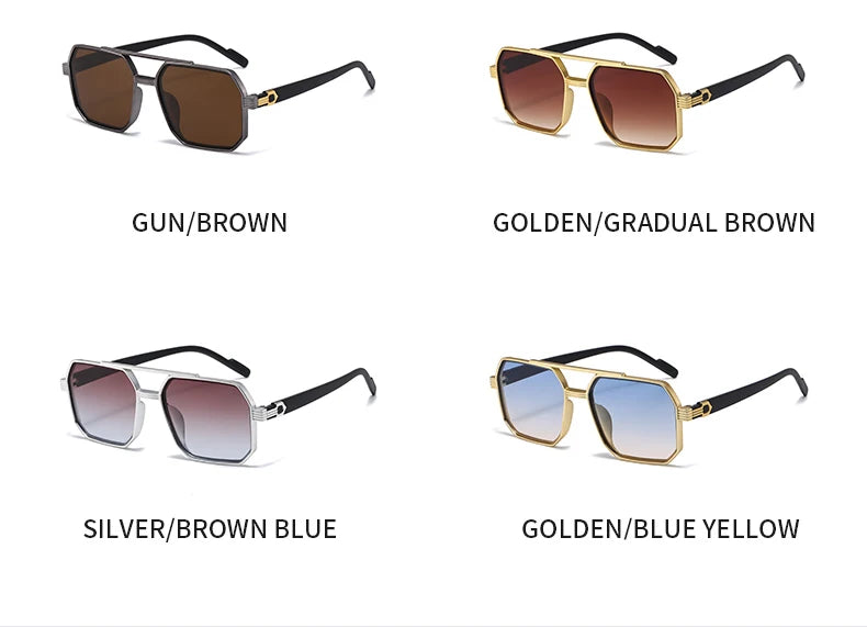 Hiking New Fashion Double Beam Polygonal Anti Light Glasses Retro Personalized Trendy Large Frame Eyewear European and American Beauty World Shop