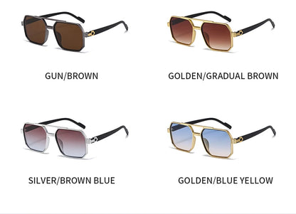 Hiking New Fashion Double Beam Polygonal Anti Light Glasses Retro Personalized Trendy Large Frame Eyewear European and American Beauty World Shop