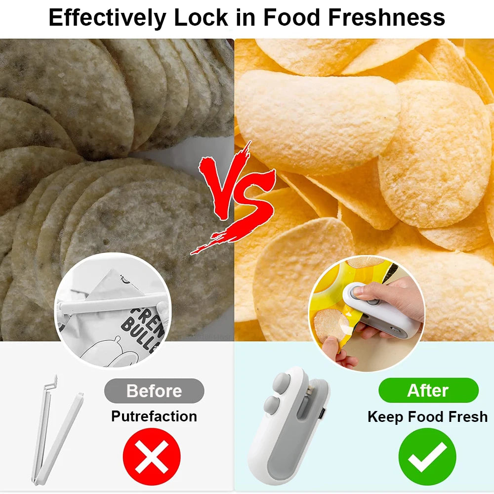 Mini Heat Bag Sealing Machine Package Sealer Bags Plastic Food Sealer Clip Bag Handheld Sealer Food Packaging Heat Sealer Beauty World Shop