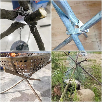 Outdoor BBQ Tripod Portable Detachable Hanging Rack Stainless Steel Camping Bonfire BBQ Pot Tripod Set Beauty World Shop