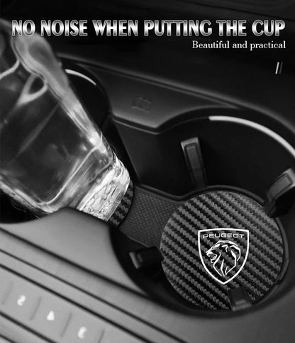 2Pcs Car coaster water anti slip pad silicone waterproof interior accessories For New Peugeot 206 208 207 3008 308 2008 107 508 Beauty World Shop