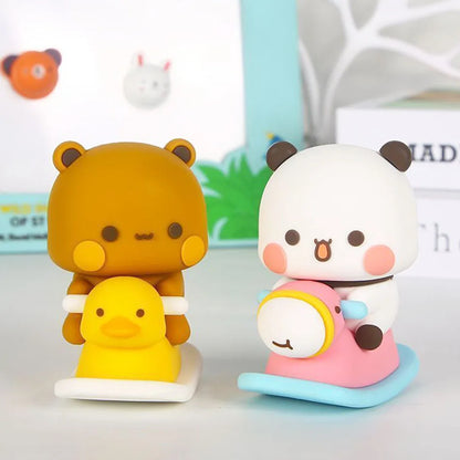 Cute Kawaii Bubu Dudu Panda Bear Figure Cartoon Exciting Bear Miniatures Collectible Animal Toy Doll Ornament Home Derocation Beauty World Shop