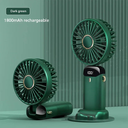 Handheld Mini Fan Foldable Portable Neck Hanging Fans 5 Speed USB Rechargeable Fan with Phone Stand and Display Screen 1800mAh Beauty World Shop